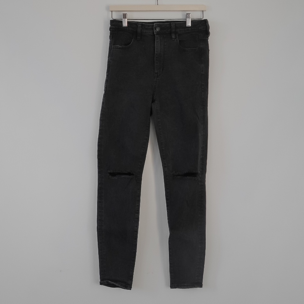 High-rise skinny black ripped jeans - Size 8
